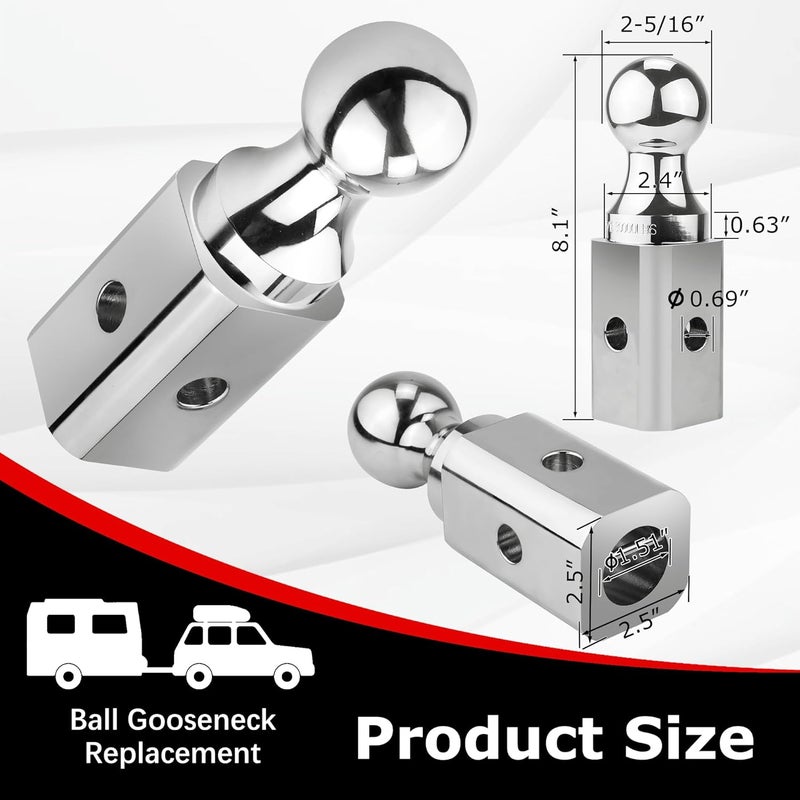 Fetechmate Gooseneck Ball Hitch GNXA2000 2-5/16" Replacement Compatible with B-W Trailer Hitches Part Number GNXA2000 Gooseneck Tow Hitch Ball,Trailer Hitches GNXA2000-30,100lbs Load Capacity - Image 5